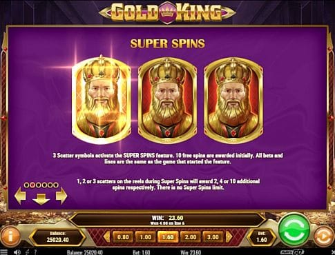 Призовая комбинация символов в игровом автомате Gold King